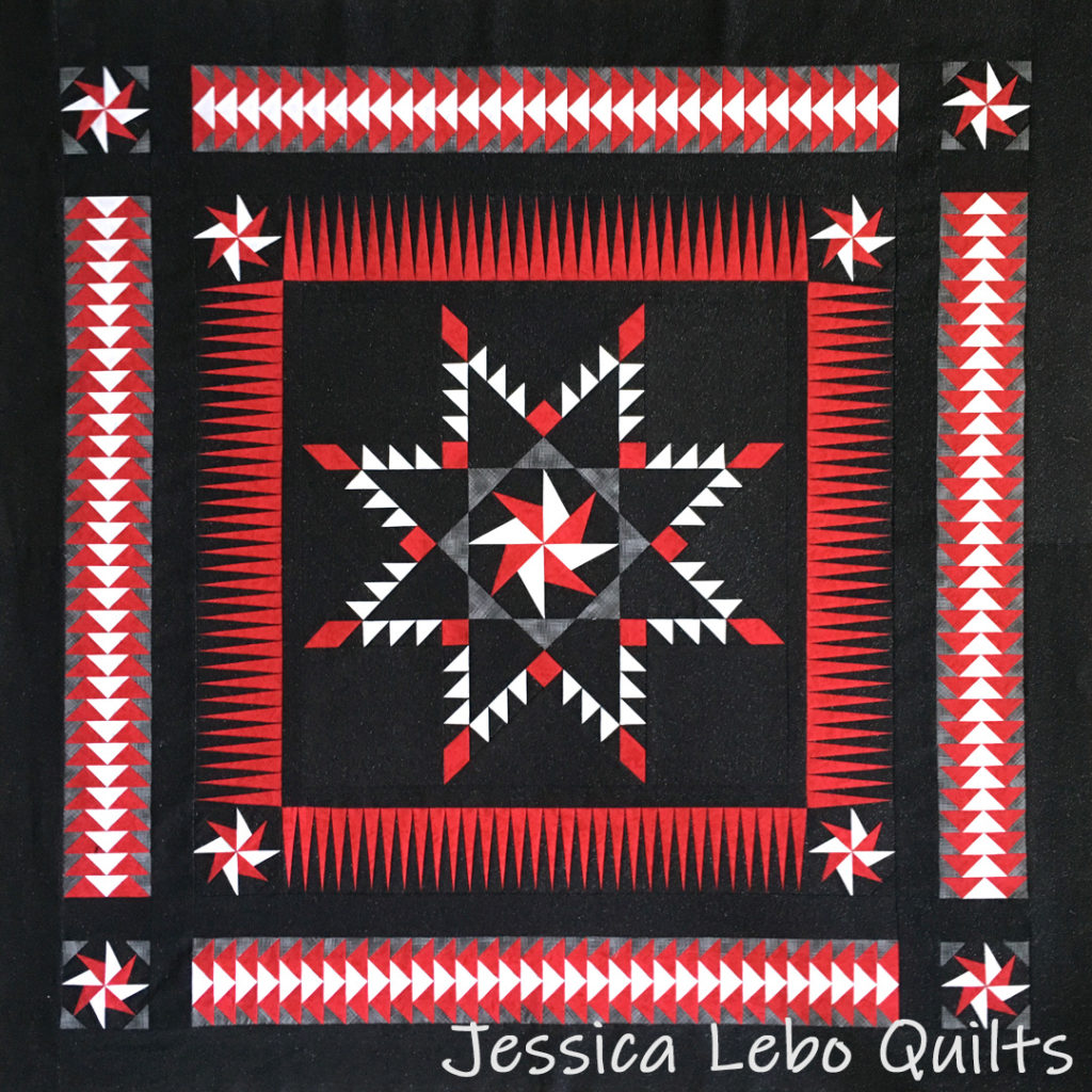 black red quilt feathered star flying geese foundation paper piecing pattern