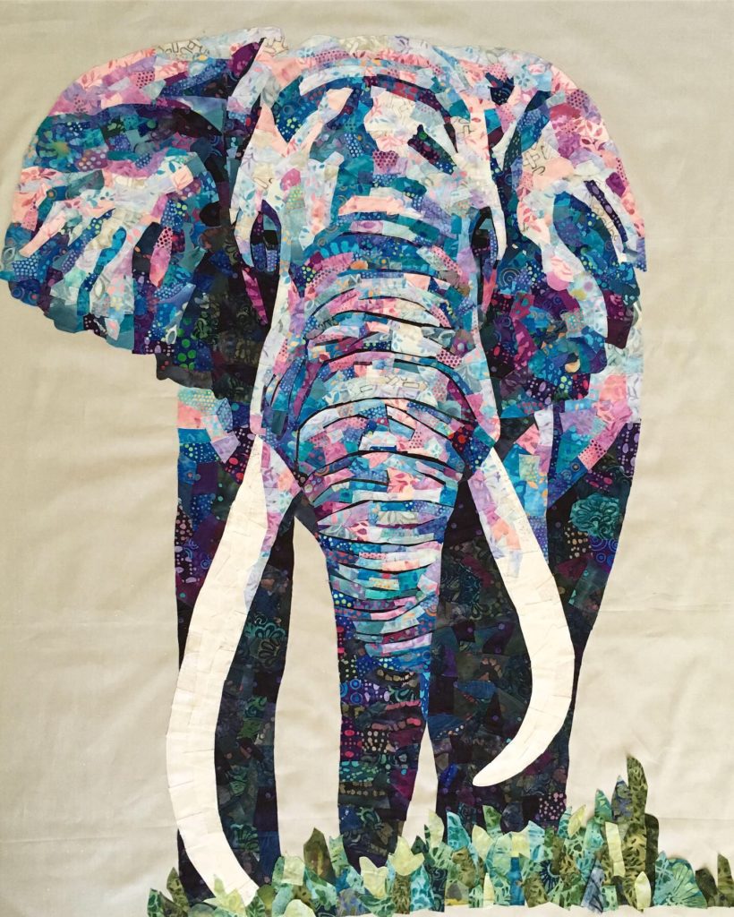 collage quilt fabric elephant