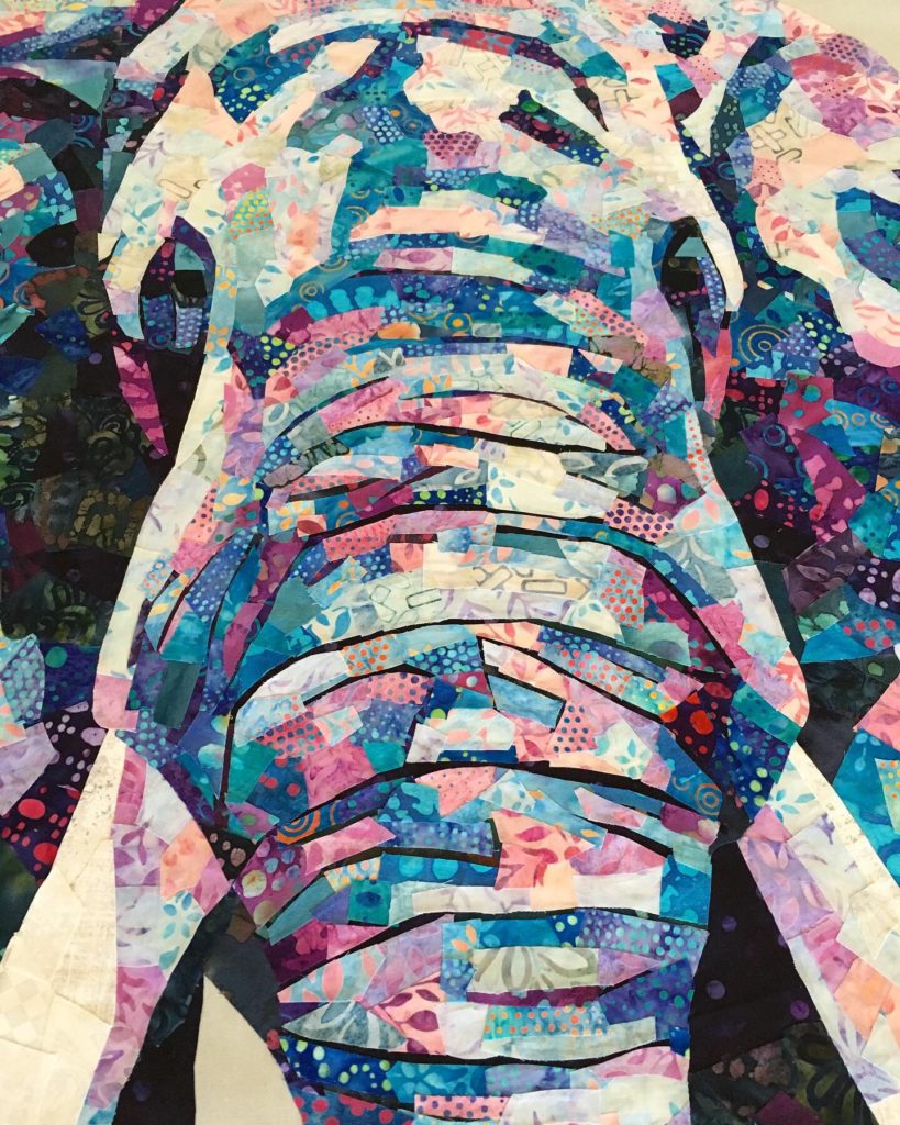 fabric collage elephant quilt