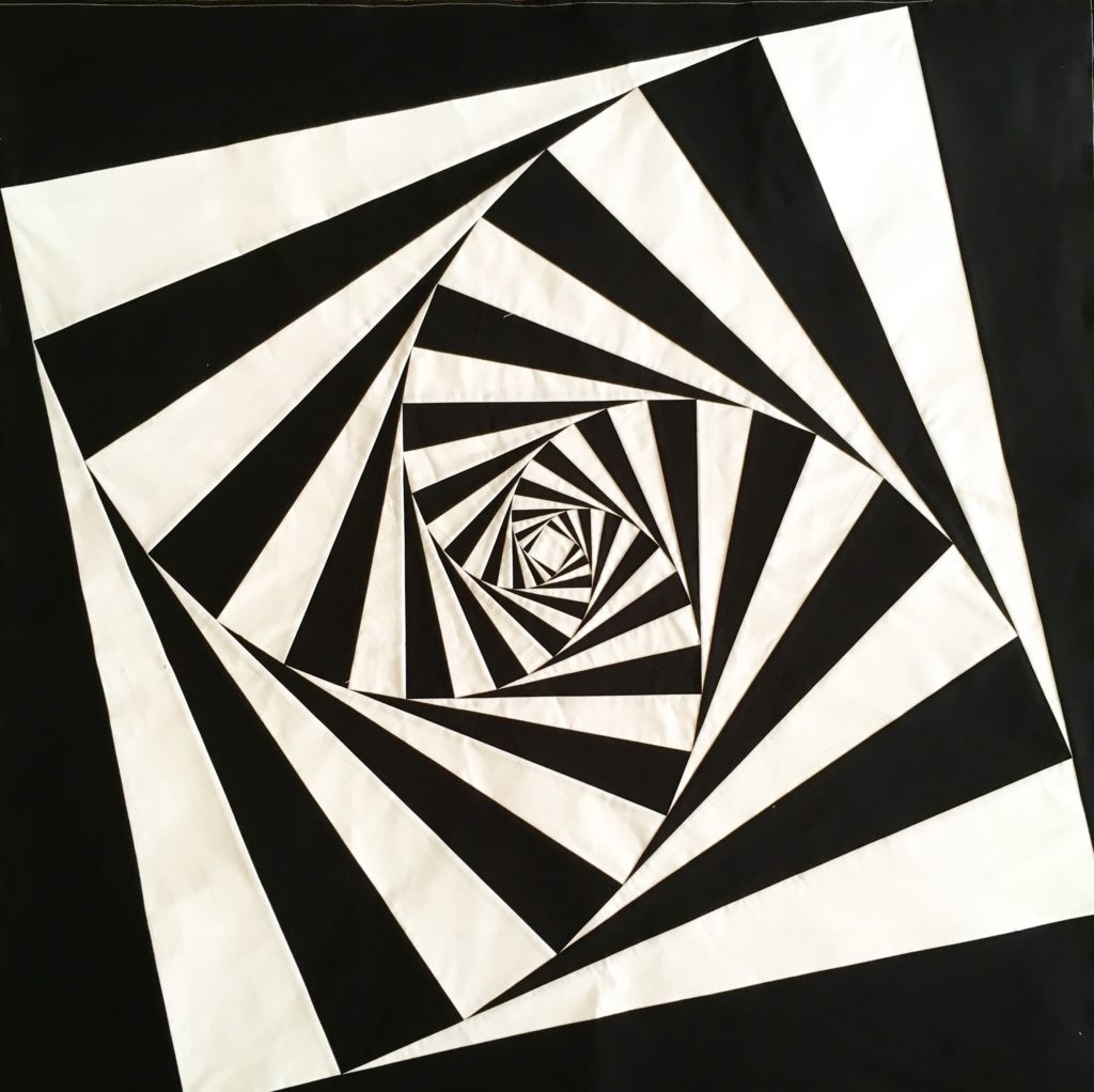 twist black and white 3d foundation pieced quilt